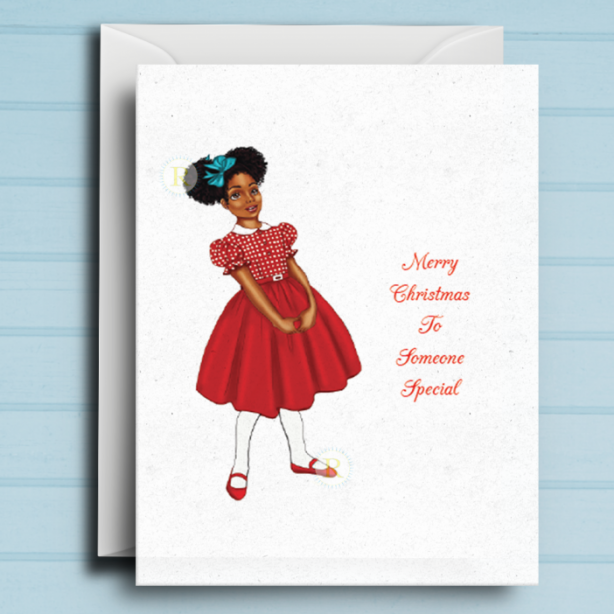Black Girl L Christmas Card